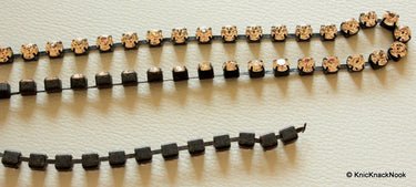 Peach Faux Swarovski Crystal Trim Ribbon One Yard Trim, 8 mm Wide